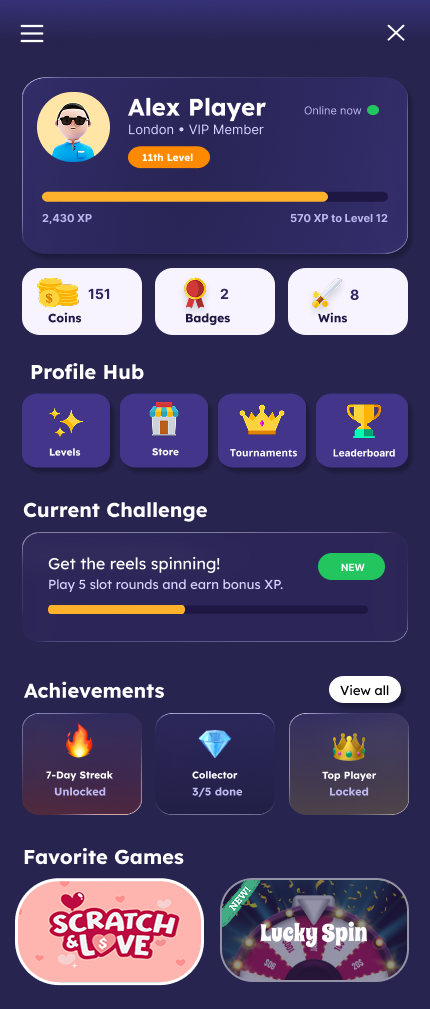 PlayHub · Gaming Profile — screen 2