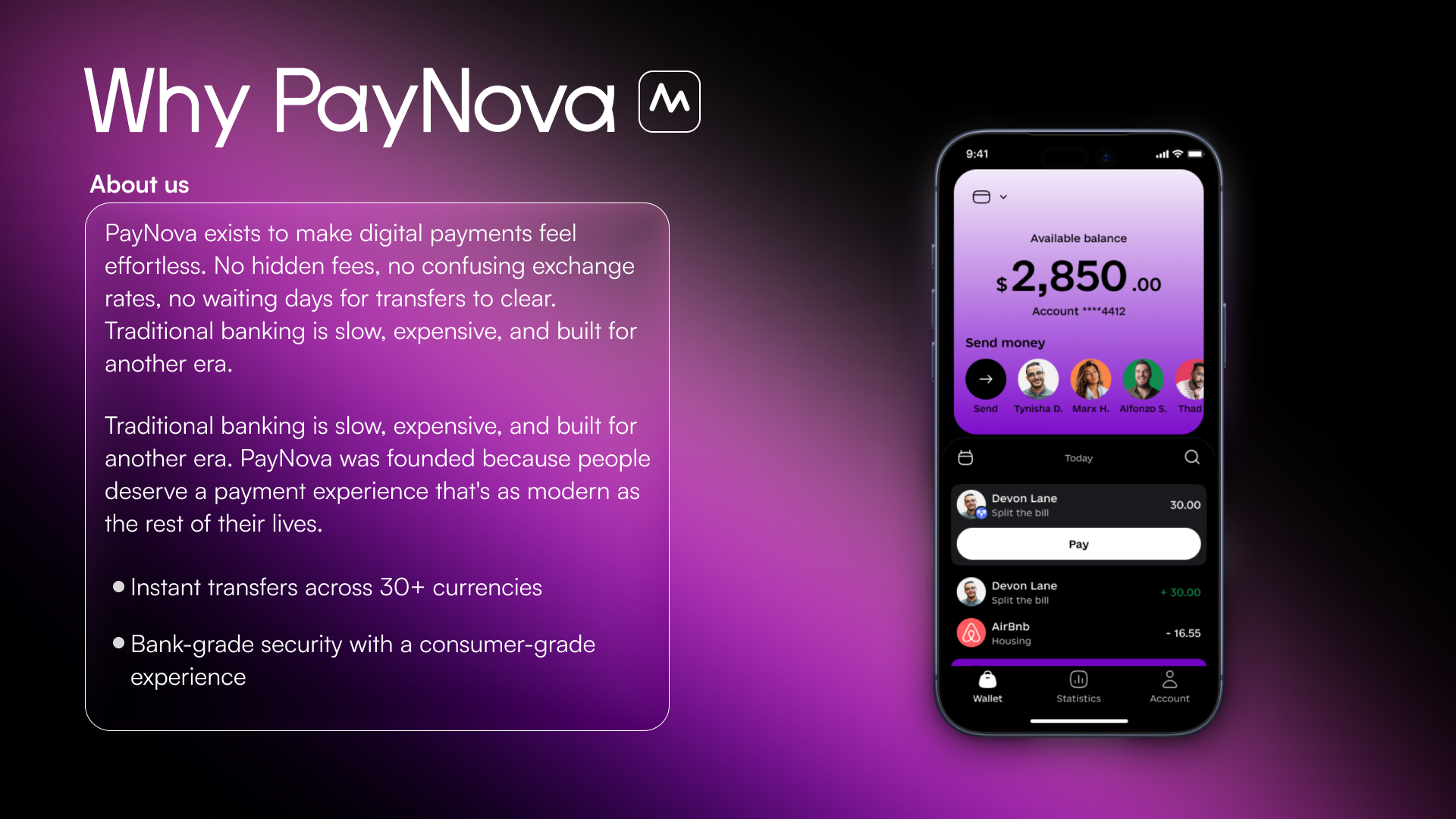 PayNova · Fintech App & Web — screen 1