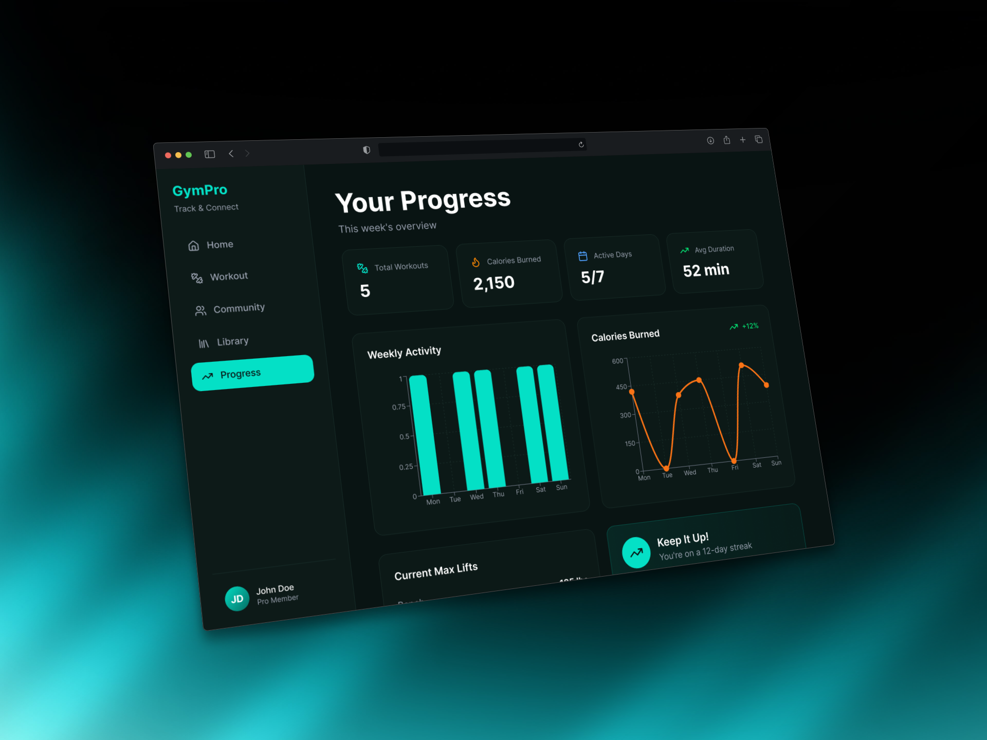 Gym App — screen 1