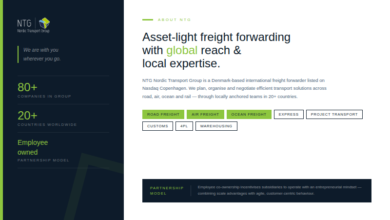 NTG · Nordic Transport Group — screen 1